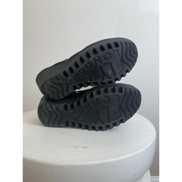 Fly London Black Leather Crisscross Wedge Sandals - Picture 10 of 10